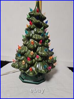 Vintage Atlantic Mold Ceramic Light Up Christmas Tree 11 Tall, Works. Withbase