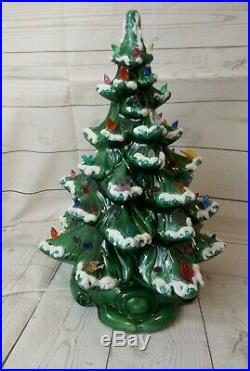 Vintage Atlantic Mold Ceramic Light Up Christmas Tree Scrolled Base 16