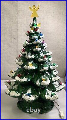 Vintage Atlantic Mold Ceramic Lighted 19 Christmas Tree With Stand