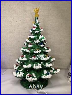 Vintage Atlantic Mold Ceramic Lighted 19 Christmas Tree With Stand