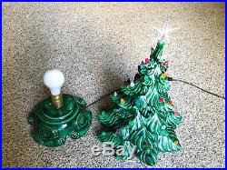 Vintage Atlantic Mold Ceramic Lighted Christmas Tree 17 Tall With Base, Star