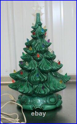 Vintage Atlantic Mold Ceramic Lighted Christmas Tree Multi Color Bulbs