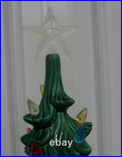 Vintage Atlantic Mold Ceramic Lighted Christmas Tree Multi Color Bulbs