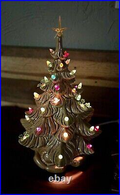 Vintage Atlantic Mold Ceramic Lighted Christmas Tree with 250+ peg lights