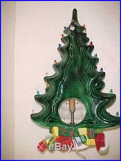 Vintage Atlantic Mold Ceramic Lighted Wall Hanging Christmas Tree with gifts