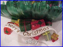 Vintage Atlantic Mold Ceramic Lighted Wall Hanging Christmas Tree with gifts