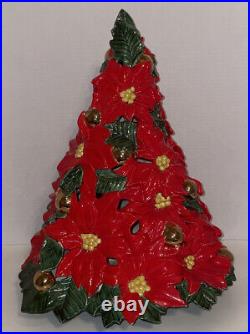 Vintage Atlantic Mold Ceramic Poinsettia Christmas Tree Light Up 16.5