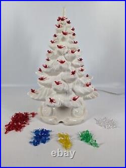 Vintage Atlantic Mold Ceramic White Christmas Tree 16 Birds 70s Tested