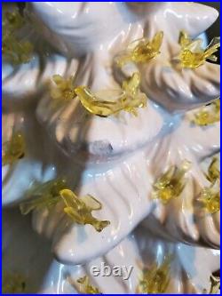 Vintage Atlantic Mold Ceramic White Christmas Tree Bird Dove Lights Read Info