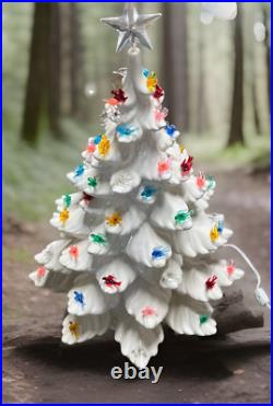 Vintage Atlantic Mold Co White Ceramic Bird Light-up Christmas Tree WithBase 24 in Vintage Atlantic Mold Co White Ceramic Bird Light-up Christmas Tree WithBase 24 in