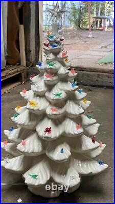 Vintage Atlantic Mold Co White Ceramic Bird Light-up Christmas Tree WithBase 24 in