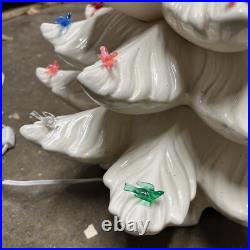 Vintage Atlantic Mold Co White Ceramic Bird Light-up Christmas Tree WithBase 24 in