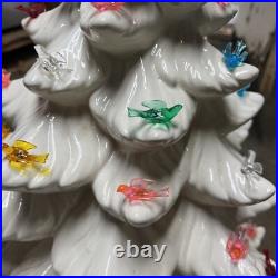 Vintage Atlantic Mold Co White Ceramic Bird Light-up Christmas Tree WithBase 24 in
