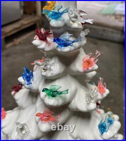 Vintage Atlantic Mold Co White Ceramic Bird Light-up Christmas Tree WithBase 24 in