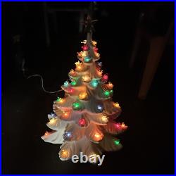 Vintage Atlantic Mold Co White Ceramic Bird Light-up Christmas Tree WithBase 24 in