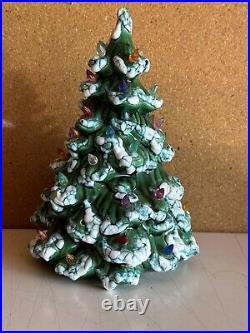 Vintage Atlantic Mold Flocked Ceramic Green Christmas Tree Top No Stand 10