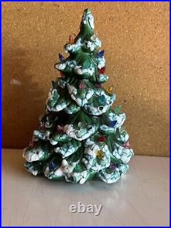 Vintage Atlantic Mold Flocked Ceramic Green Christmas Tree Top No Stand 10