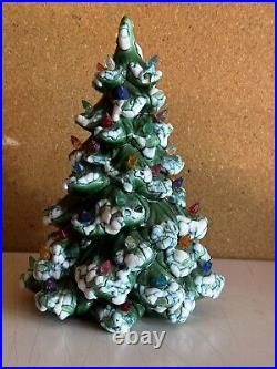 Vintage Atlantic Mold Flocked Ceramic Green Christmas Tree Top No Stand 10