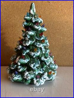 Vintage Atlantic Mold Flocked Ceramic Green Christmas Tree Top No Stand 10