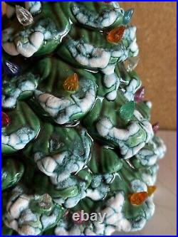 Vintage Atlantic Mold Flocked Ceramic Green Christmas Tree Top No Stand 10