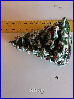 Vintage Atlantic Mold Flocked Ceramic Green Christmas Tree Top No Stand 10