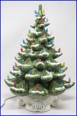 Vintage Atlantic Mold Green Ceramic Christmas Tree Musical Rare Corkscrew Lights
