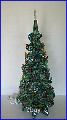 Vintage Atlantic Mold Green Ceramic Lighted 24 Narrow Christmas Tree