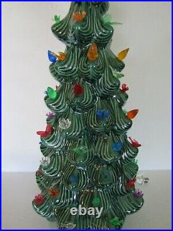 Vintage Atlantic Mold Green Ceramic Lighted 24 Narrow Christmas Tree