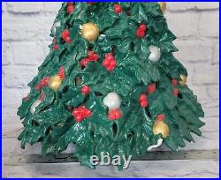 Vintage Atlantic Mold Green Holly Berry Bush Christmas Tree Lighted Painted 15