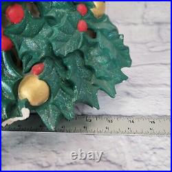 Vintage Atlantic Mold Green Holly Berry Bush Christmas Tree Lighted Painted 15