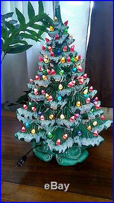 Vintage Atlantic Mold Green Lighted Ceramic Christmas Tree