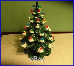 Vintage Atlantic Mold Lighted Ceramic Christmas Tree 18 Tall Frosted Ceramic Tr