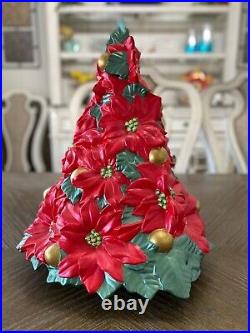 Vintage Atlantic Mold Rare. Ceramic poinsettia christmas tree 14 1/2