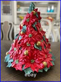 Vintage Atlantic Mold Rare. Ceramic poinsettia christmas tree 14 1/2