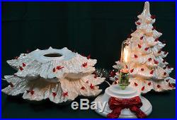 Vintage Atlantic Mold White Ceramic Christmas Tree 23 3 Pc Extra Large Size