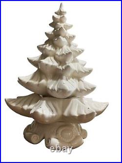 Vintage Atlantic Mold White Ceramic Christmas Tree Decoration Light Up Base 20