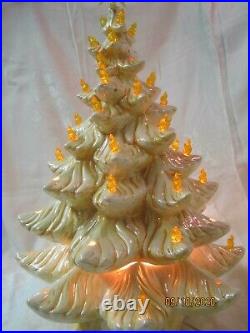 Vintage Atlantic Mold ceramic Gold & Ivory 3 pc Christmas Tree 17 3/4 lg box