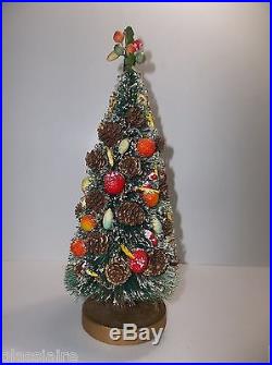 Vintage BOTTLE BRUSH Christmas Tree 12 LEMONS Pine Cones BANANAS Peaches ORANGE