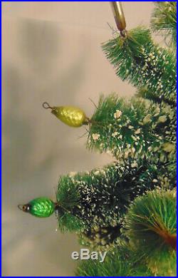 Vintage BOTTLE BRUSH Christmas Tree Mercury Glass Candle Pine Cone Bell Ornament