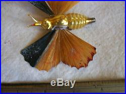 Vintage BUTTERFLY MOTH Christmas Tree Ornament Spun Glass Wings German Antique