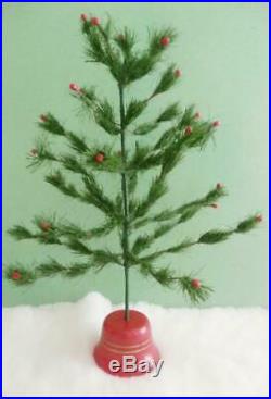 Vintage Berry Tipped Feather CHRISTMAS Tree BELL shaped base