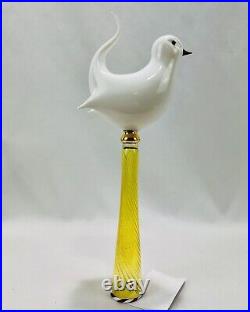 Vintage Bimini Glass White Dove Bird Christmas Feather Tree Topper Swirl Stem