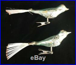 Vintage Bird Clip Feather Tree Mercury Glass Christmas Ornament- German