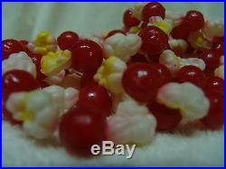 Vintage Blow Mold Cherry & Popcorn Christmas Tree Garland 194 Inch