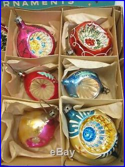 Vintage Blown Fantasia Brand Glass Christmas Tree Indent Ornaments with box Poland