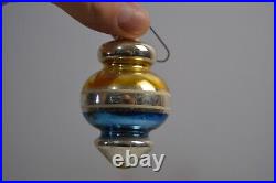 Vintage Blown Glass Christmas Tree Ornament Lot Indent Colorful Stripe UFO Bell