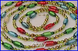 Vintage Blown Glass Outdent Tubes Beads Christmas Ornament 105 Garland Japan