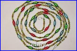 Vintage Blown Glass Outdent Tubes Beads Christmas Ornament 105 Garland Japan