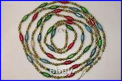 Vintage Blown Glass Outdent Tubes Beads Christmas Ornament 105 Garland Japan