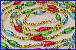 Vintage Blown Glass Outdent Tubes Beads Christmas Ornament 105 Garland Japan